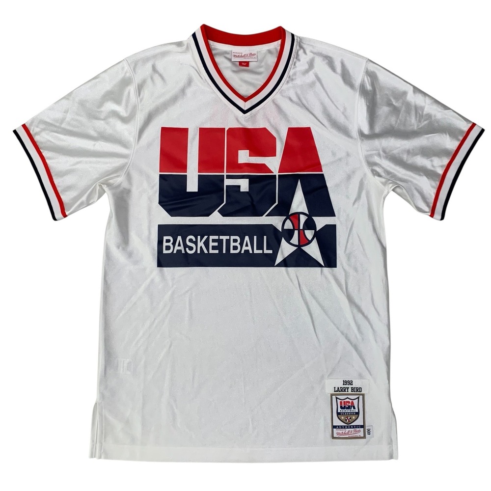 Mitchell & Ness 1992 USA Basketball Larry Bird Shooting Shirt White Mens‎ Medium